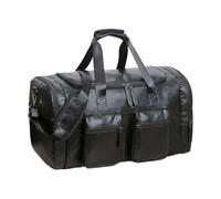 Travel Duffle Bag - PU Leather Duffle Bag, Vintage Heavy Duty Tote Adjustable Strap | Mens Weekender Duffels for Dad Boyfriend Traveling Overnight Weekend Business Gym Airplane Work, Black, Refer to
