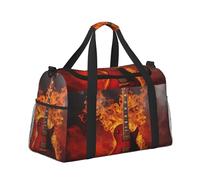 Travel Duffle Bag Sports Gym Bags Weekender Holdall Hand Luggage Case Carry on Luggage Overnight, Rock Guitar in Flames of Fire