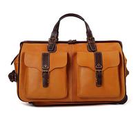 Travel Duffle Bag, Unisex Travel Wheeled Duffle Bag Genuine Leather Expandable Trolley Duffel Bag Weekender Overnight Bag Luggage Handbag Overnight Bag for Men Women