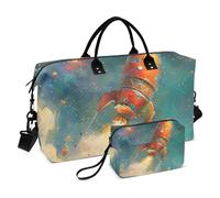 Travel Duffle Bag, Watercolor Rocket Gym Bag with Storage Bag Weekender Overnight Bag for Men Women Trip Sports Yoga