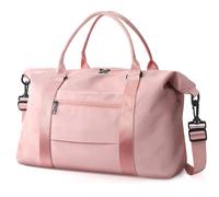 Travel Duffle Bag, Waterproof Weekender Bag Carry On Tote Bags for Women, Duffel Bag Sport Gym Bag for Men, Hospital Bag for Labor and Delivery, Overnight Bag Luggage Bag with Trolley Sleeve, 01 Coral
