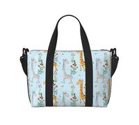 Travel Duffle Bag Weekender Bag Carry On Tote Bag Sport Gym Bag for Women Men Cute Giraffe Flowers Print