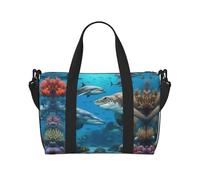 Travel Duffle Bag Weekender Bag Carry On Tote Bag Sport Gym Bag for Women Men Dolphins Sea Turtle Shark Octopus Coral Reef Print