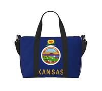 Travel Duffle Bag Weekender Bag Carry On Tote Bag Sport Gym Bag for Women Men Kansas State Flag Print