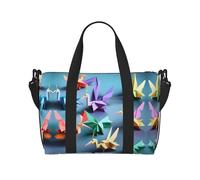 Travel Duffle Bag Weekender Bag Carry On Tote Bag Sport Gym Bag for Women Men Origami Multicolor Papercraft Cranes Print