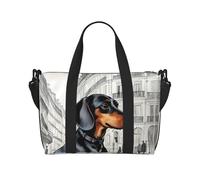 Travel Duffle Bag Weekender Bag Carry On Tote Bag Sport Gym Bag for Women Men Parisian Dachshund Print