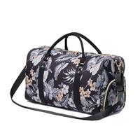 Travel Duffle Bag, Weekender Bag for Women with Shoe Compartment, Carry on Overnight Bag Gym Duffel Bag, Mommy Hospital Bags, Canvas Black Gray floral, Fashion