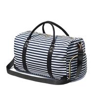 Travel Duffle Bag, Weekender Bag for Women with Shoe Compartment, Carry on Overnight Bag Gym Duffel Bag, Mommy Hospital Bags, Canvas Navy White, Fashion