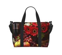 Travel Duffle Bag Weekender Bags for Men Women Adjustable Large Capacity Weekender Overnight Bag Carry On Tote Bags Waterproof Sport Gym Bag for Travel Yoga, Red Wine Strawberry Flowers, One Size