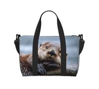 Travel Duffle Bag Weekender Bags for Men Women Adjustable Large Capacity Weekender Overnight Bag Carry On Tote Bags Waterproof Sport Gym Bag for Travel Yoga, Lazy And Relaxing Otter, One Size