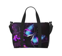 Travel Duffle Bag Weekender Bags for Men Women Adjustable Large Capacity Weekender Overnight Bag Carry On Tote Bags Waterproof Sport Gym Bag for Travel Yoga, Purple Butterfly, One Size
