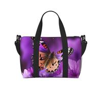 Travel Duffle Bag Weekender Bags for Men Women Adjustable Large Capacity Weekender Overnight Bag Carry On Tote Bags Waterproof Sport Gym Bag for Travel Yoga, Purple Flower Butterfly, One Size