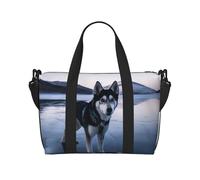Travel Duffle Bag Weekender Bags for Men Women Adjustable Large Capacity Weekender Overnight Bag Carry On Tote Bags Waterproof Sport Gym Bag for Travel Yoga, Husky Dog On A Frozen Lake, One Size