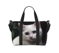 Travel Duffle Bag Weekender Bags for Men Women Adjustable Large Capacity Weekender Overnight Bag Carry On Tote Bags Waterproof Sport Gym Bag for Travel Yoga, White Cat, One Size