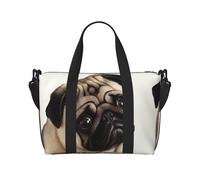 Travel Duffle Bag Weekender Bags for Men Women Adjustable Large Capacity Weekender Overnight Bag Carry On Tote Bags Waterproof Sport Gym Bag for Travel Yoga, Pug Dog, One Size