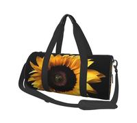 Travel Duffle Bag Weekender Bags For Men Women With Shoe Compartment Large Capacity Weekender Overnight Bag Cute Black Pug Carry On Tote Bags Sport Gym Bag For Travel Yoga, Sunflower On Black