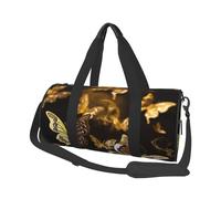 Travel Duffle Bag Weekender Bags For Men Women With Shoe Compartment Large Capacity Weekender Overnight Bag Golden Dog Carry On Tote Bags Sport Gym Bag For Travel Yoga, Gold Butterflies, One Size