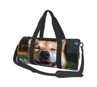 Travel Duffle Bag Weekender Bags for Men Women with Shoe Compartment Large Capacity Weekender Overnight Bag Art colorful Chicken Carry On Tote Bags Sport Gym Bag for Travel Yoga, Shiba Inu Smile