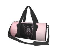Travel Duffle Bag Weekender Bags for Men Women with Shoe Compartment Large Capacity Weekender Overnight Bag Cute Black Pug Carry On Tote Bags Sport Gym Bag for Travel Yoga