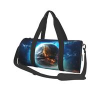 Travel Duffle Bag Weekender Bags for Men Women with Shoe Compartment Large Capacity Weekender Overnight Bag Marine Dolphin Carry On Tote Bags Sport Gym Bag for Travel Yoga, Blue Earth In The Space,