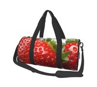 Travel Duffle Bag Weekender Bags For Men Women With Shoe Compartment Large Capacity Weekender Overnight Bag Rustic Wooden Door Carry On Tote Bags Sport Gym Bag For Travel Yoga, Red Strawberry Fruit,
