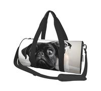 Travel Duffle Bag Weekender Bags for Men Women with Shoe Compartment Large Capacity Weekender Overnight Bag Cute Black Pug Dog Carry On Tote Bags Sport Gym Bag for Travel Yoga