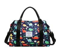 Travel Duffle Bag Weekender Overnight Bag Gym Tote Bag with Dry and Wet Separated Pocket for Women Girls Shoulder Bag Workout Duffel Bag Water Resistant, Cute Dinosaurs, Trolley Sleeve Bag
