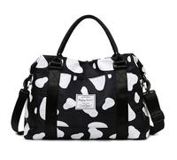 Travel Duffle Bag Weekender Overnight Bag Gym Tote Bag with Dry and Wet Separated Pocket for Women Girls Shoulder Bag Workout Duffel Bag Water Resistant, Cow Print, Trolley Sleeve Bag