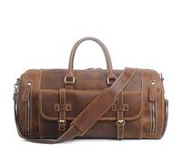 Travel Duffle Bag, Women Men Retro Leather Oversized Travel Duffel Bag with Shoes Compartment, Weekender Overnight Sport Gym Luggage Handbag Overnight Bag for Men Women(Vintage Brown)