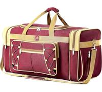 Travel Duffle Bags for Men Weekender Over Night Carry On Bag Lightweight Extra Large Oxford Duffel Gym Sturdy Luggage Water-Proof for Men & Women 26", Red Gold, XL