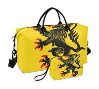 Travel Duffle Women & Cosmetic Pouches Set of 2, Pastel Womens Carry on Overnight Bags Nord Pas de Calais Flag Sports Bag