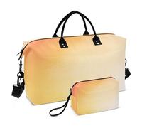 Travel Duffle Women & Makeup Pouch Set of 2, Prints Women Gym Dance Bag Overnight Traveling Bags Dreamy Yellow Gradient Clouds