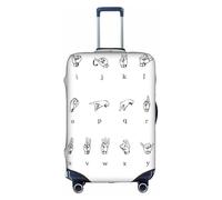Travel Elastic Luggage Cover, Sign Language Alphabet Print Suitcase Protection Cover Case Cover with Zipper., Colour: white., S