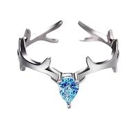 Travel Engagement Ring Mori A Deer Has Your Ring For Men And Women Japanese And Korean Fashion Temperament Deer Open Lovers Commemorative Gift Silver Thumb Rings For Women (B, One Size)