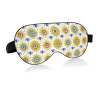 Travel Essential Blackout Eye Covers with Elastic Adjustable Band Blackout Comfortable Blue and Gold Evil Eyes Office
