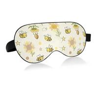 Travel Essential Eye mask for Travel with Elastic Adjustable Band Blackout Motel Sunflower Garden Busy Bees Airplane