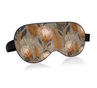 Travel Essential Eye mask with Elastic Adjustable Band Blackout Breathable Flower Africa King Protea Fern Tan Train