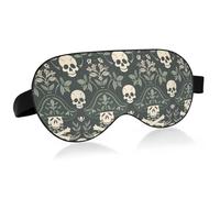 Travel Essential Sleep Eye Covers with Elastic Adjustable Band Blackout Comfortable William Morris Style Pirates Dark Green Airplane