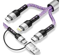 Travel Essentials, 3 in 2 Multi Charging Cable USB C Charger for iPhone 17, Multi Charger Cord with Type C/IP/Micro USB, Compatible for iPhone 17 to 11, Android, Galaxy, iPad, Data Sync, 5 FT