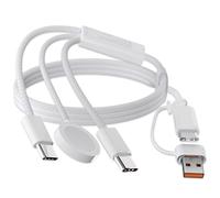 Travel Essentials for Apple Watch Charger, 100W 3 in 2 Dual USB C Multi Fast Charging Cable Portable USB C Cord for iPhone 17/16/15, iPad Pro, MacBook, Samsung, Google Pixel, iWatch Ultra/Series 1-10