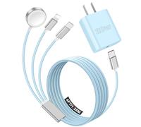 Travel Essentials for Apple Watch Charger,iPhone Charger,3 in 1 Type C/Lightning/Magnetic Multi Charging Cable with 20W Charger Block,Portable Designed for iWatch 11-2,iPhone 17-11,Galaxy S26,iPad-4FT