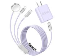 Travel Essentials for Apple Watch Charger,iPhone Charger,3 in 1 Type C/Lightning/Magnetic Multi Charging Cable with 20W Charger Block,Portable Designed for iWatch 11-2,iPhone 17-11,Galaxy S26,iPad-4FT