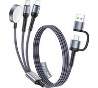 Travel Essentials for Apple Watch Charger Upgraded USB C 3 in 2 iPhone Watch Charger Multi Charging Cable Cord Camping Essentials Compatible with iWatch Ultra/SE/10 Series & iPhone 16/15-11-4FT