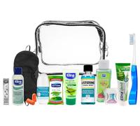 Travel Essentials Kit - Suitable for Airplane, Holidays and Business Trips. Includes additional personal care products in a handy toiletry bag for men and women.