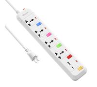 Travel Extension Lead 4 Way with 2 USB, Mscien 5 Independent Switch Power Strip with 1.8M Extension Cord Wall Mountable UK to USA