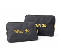 Travel Fanatics Canvas Laundry Bag -Two-Sided Dirty Clothes Bag For Traveling - Washable Laundry Bag with Clean and Dirty Sides - Wash Me & Wear Me - Black