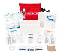 Travel First Aid Kit with OTC Medicines Compact Kit for Cruise & International Travel - Reusable & Refillable Zippered Case with Clip