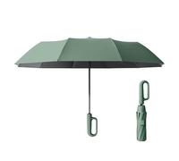 Travel Folding Golf Umbrella 10 Ribs Automatic Open/Close,Lightweight Compact Portable Backpack Car Parasol Outdoor,Sun/Rain,Anti 99 UV Protection UPF 50,Men Women Carabiner Handle Design, Dark green