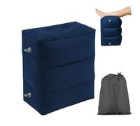 Travel Foot Rest Pillow Inflatable Adjustable Height 3-Layer Ergonomic Folding Portable Home Train Car Airplane Footrest Cushion with Storage Bag