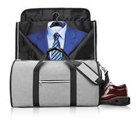 Travel Garment Bag, 55L Large Travel Suit Carrier, Carry On Garment Duffel Bags with Shoe Compartment, Waterproof Convertible Weekend Luggage Bags Hanging Suit Bag,Large Holdall Suitcase for Men Women